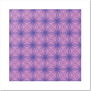 Blue and Pink Floral Pattern Posters and Art